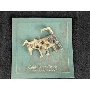 VTG Coldwater Creek Hearts Dog Lapel Pin Brooch Mexico Sterling Silver 2.25" 925